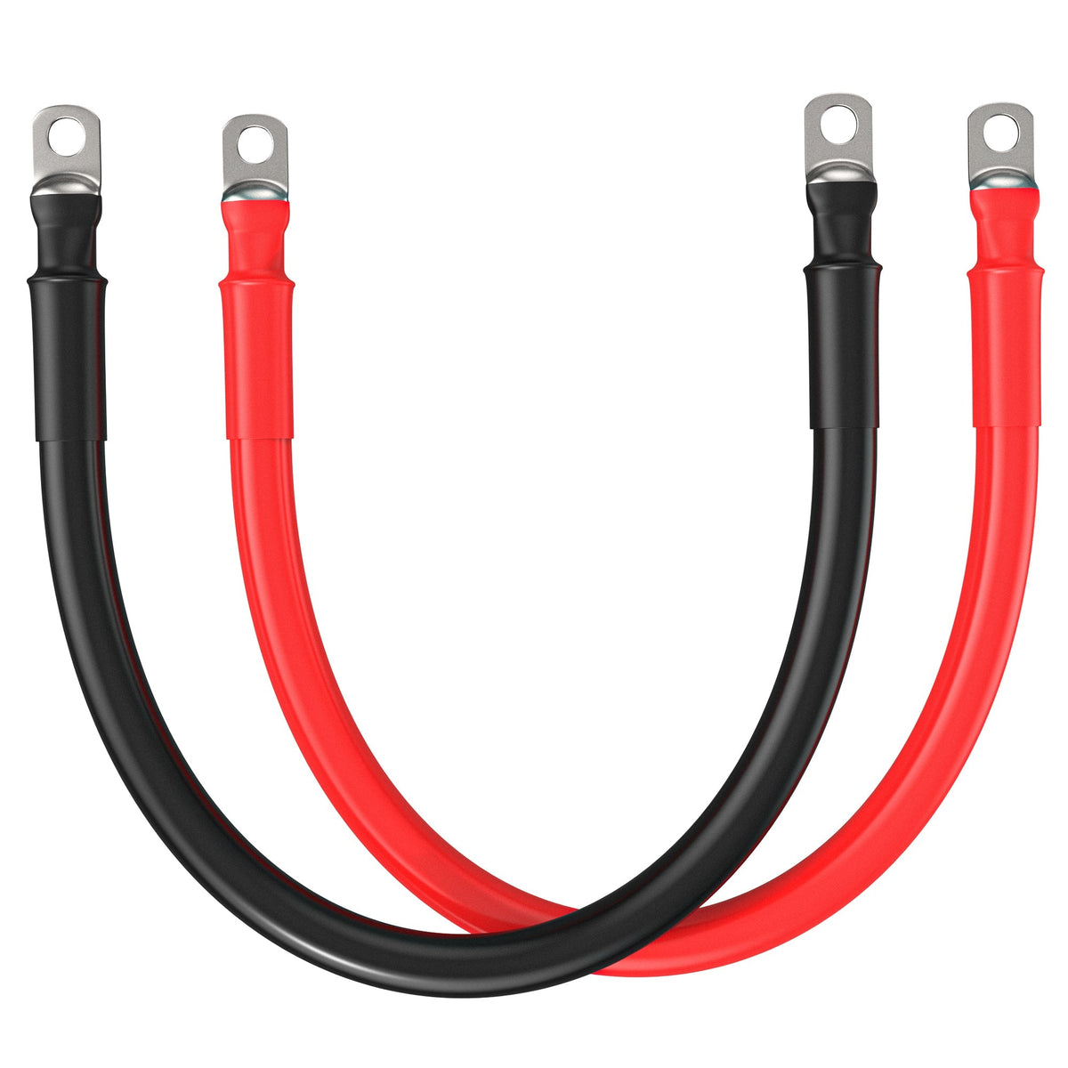 RICH SOLAR 4/0 Gauge 3/8" Battery Cables | Pair of 4/0 AWG Red and Black Pure Copper Inverter Battery Cables with 3/8" Lugs (1 Feet Red & Black (Set))