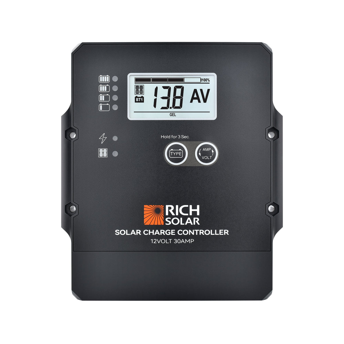 RICH SOLAR 30 Amp PWM Solar Charge Controller | 12V 30A PWM Controller for RVs, Trailers, Campers, Vans, Boats, Off-Grid | Top Rated