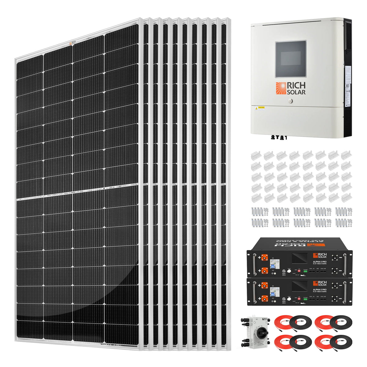 RICH SOLAR 2500W 48VDC-120VAC Solar Kit