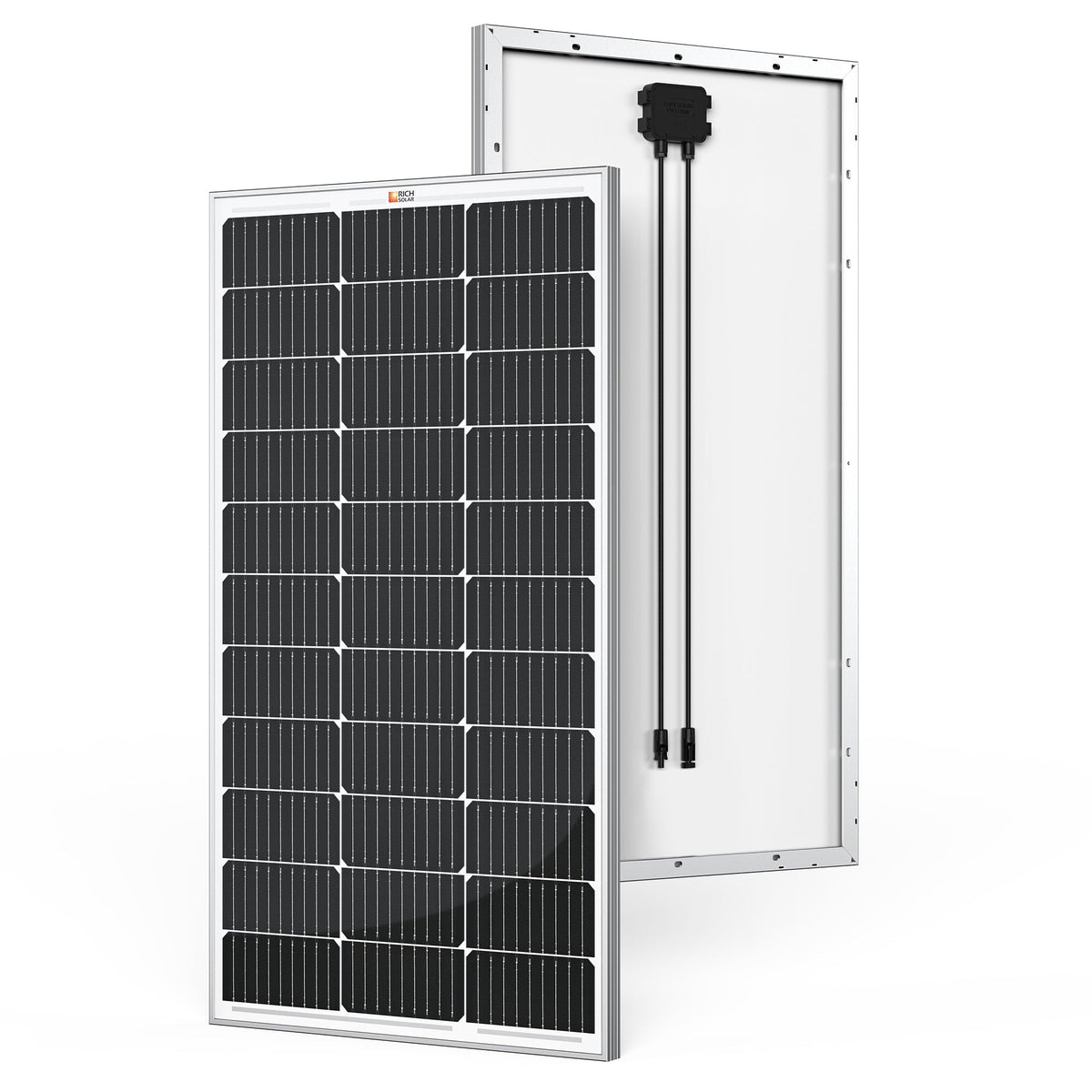 RICH SOLAR MEGA 100 | 2-Pack 100 Watt Solar Panels | Premier 12V Off-Grid Solar Panel for Vans, Campers, Boats | 25-Year Output Warranty | UL Certified (Copy) (MEGA 100 2-Pack (Silver))