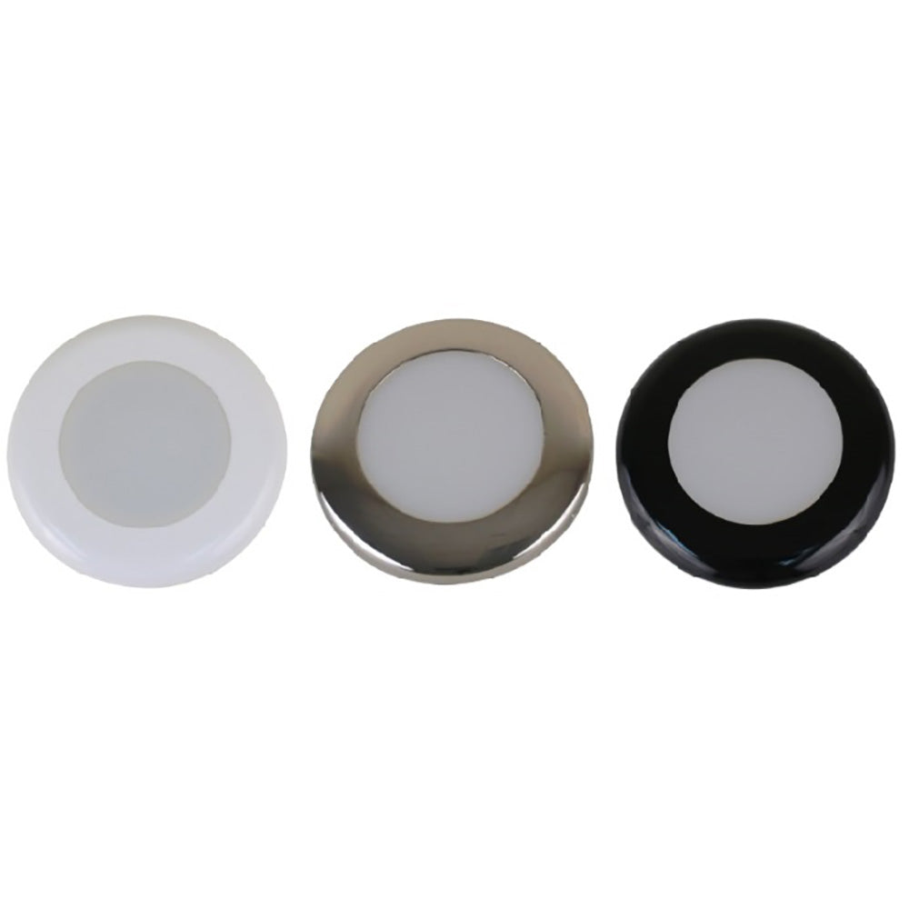 Scandvik A3C Downlight Kit - Cool White w/SS, White, & Black Trim Rings — marine dome/down lights