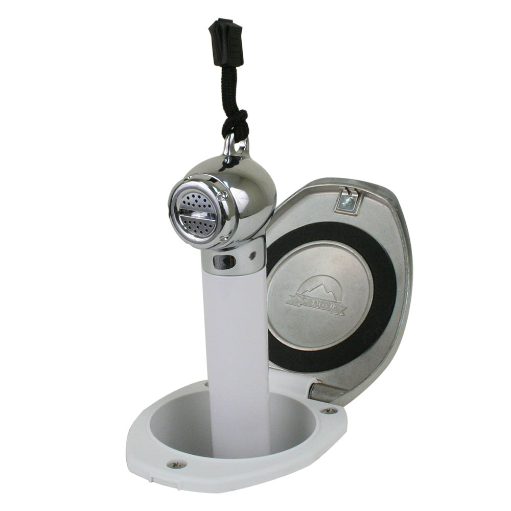 Scandvik White & SS Recessed Transom Shower Handle/Hose - Vertical/Horizontal Mount - 6' Hose — marine accessories