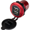 Sea-Dog Round Red Dual USB Charger w/1 Quick Charge Port + — marine accessories
