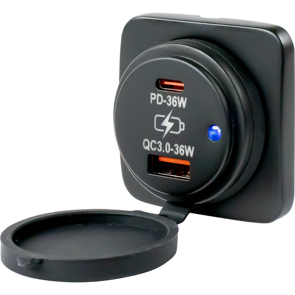 Sea-Dog USB A / USB C Square Surface Mount Power Socket — marine accessories