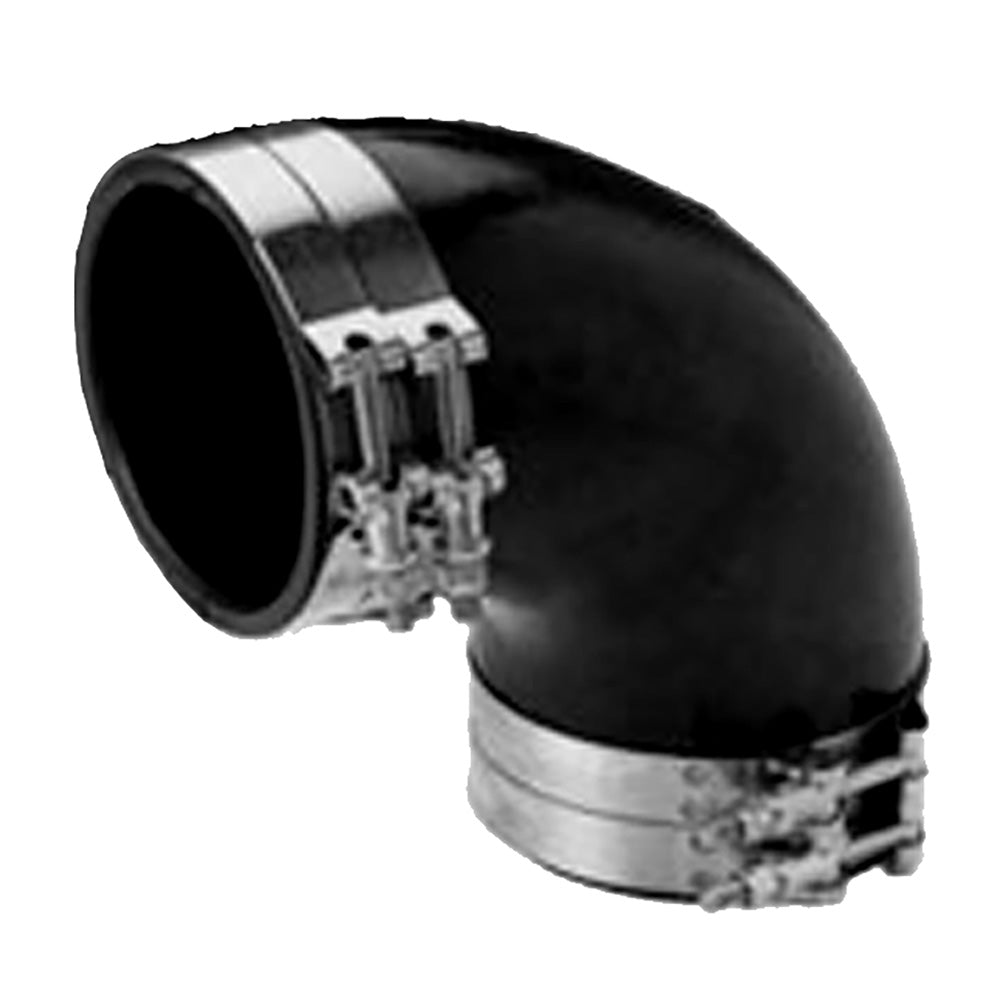 Trident Marine 4" ID 90-Degree EPDM Black Rubber Molded Wet Exhaust Elbow w/4 T-Bolt Clamps — marine exhaust hose