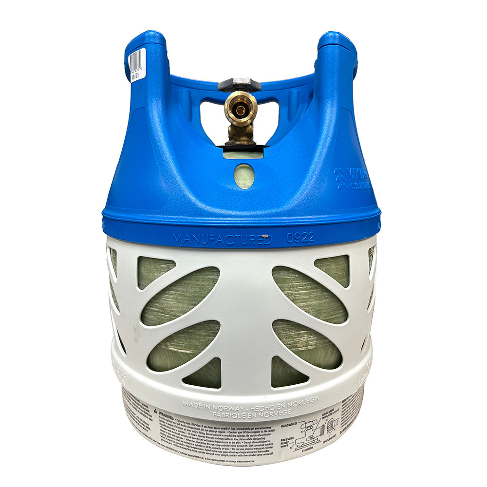 Viking Cylinders 11lb Vertical Fiberglass Composite LPG Cylinder w/Type 1 Valve - OPD, DOT, TC Approved — marine deck / galley