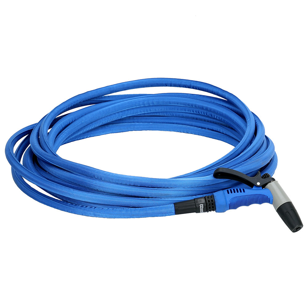 HoseCoil 50' Blue Flexible Hose Kit with Rubber Tip Nozzle — marine cleaning