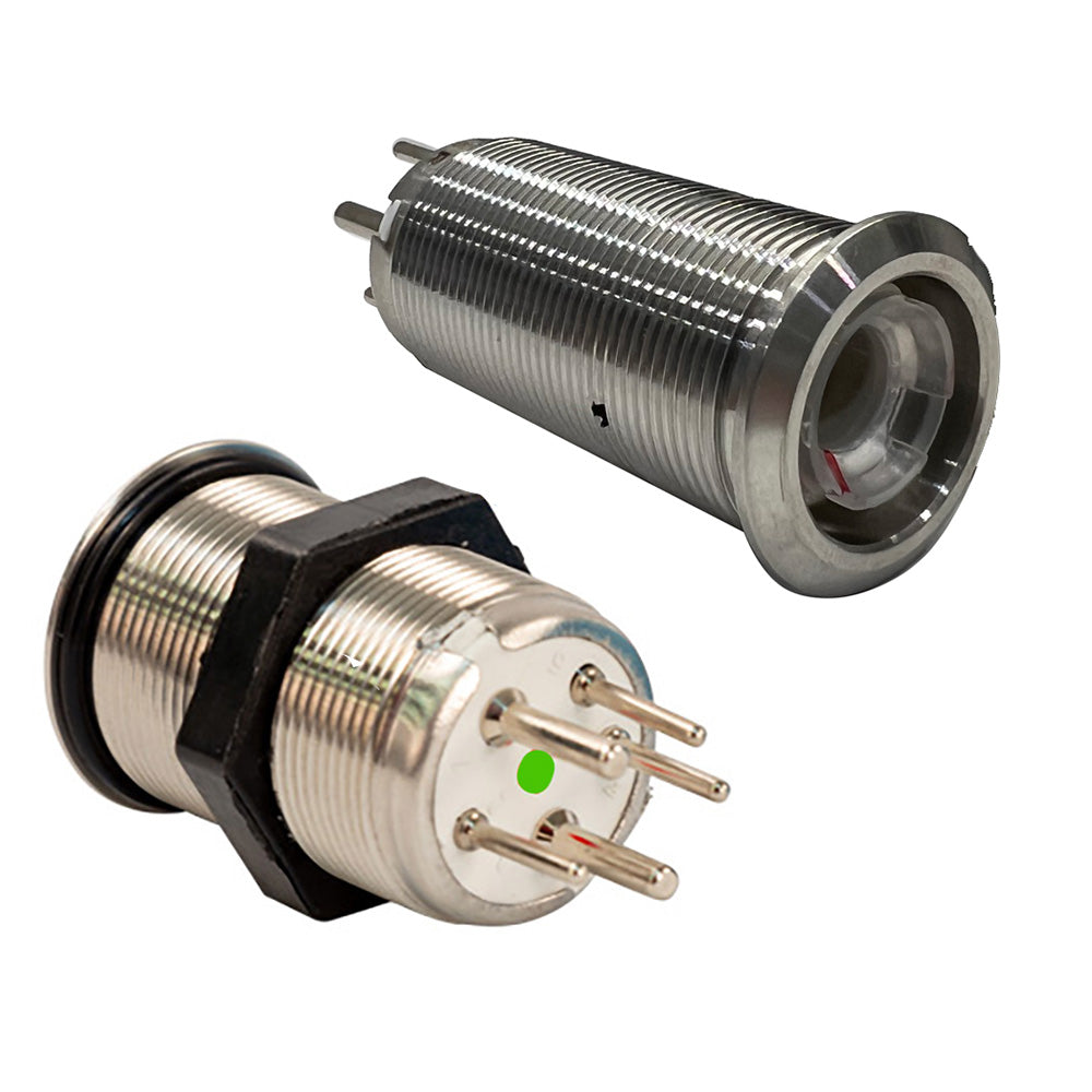 Bluewater 22mm Inrush Push Button Switch Momentary - Blue/Red LED - Switch Body Only — marine switches & accessories