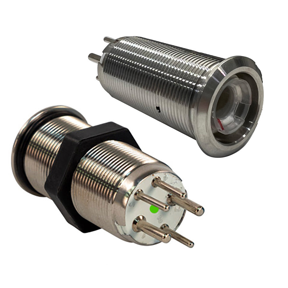 Bluewater 19mm Inrush Push Button Switch Momentary Off-(On) - Blue/Red LED - Switch Body Only — marine switches & accessories