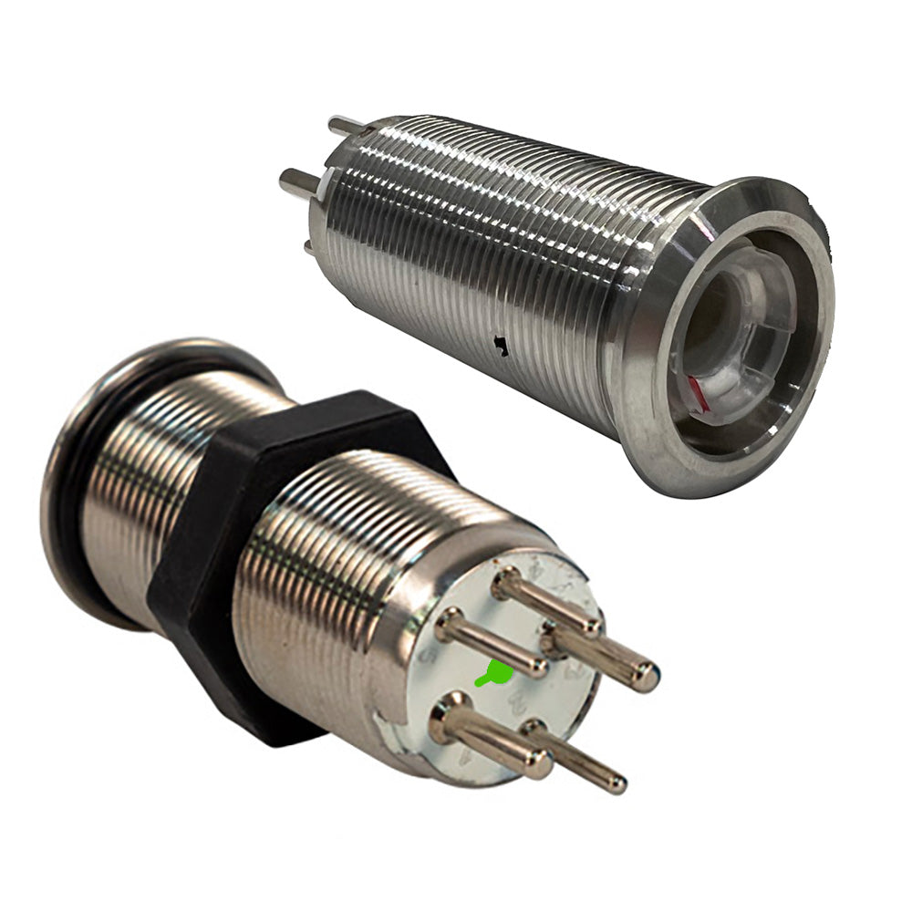 Bluewater 19mm Inrush Push Button Switch Momentary Off(On)(On) - Blue/Red/Green LED - Switch Body Only — marine switches & accessories