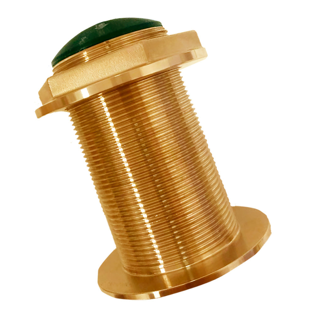 Echonautics Bronze Low-Profile Thru-Hull Medium-Frequency CHIRP Transducer - 600W, 12° Tilt, 80-130kHz — marine transducers