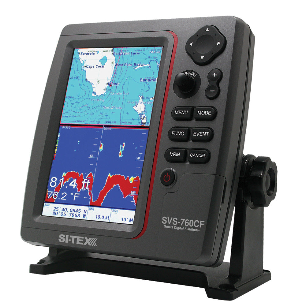 SI-TEX GPS Dual Frequency 600W Sonar System - 7” Color LCD w/Internal & External GPS Antenna & C-MAP 4D Card — marine gps - fishfinder combos