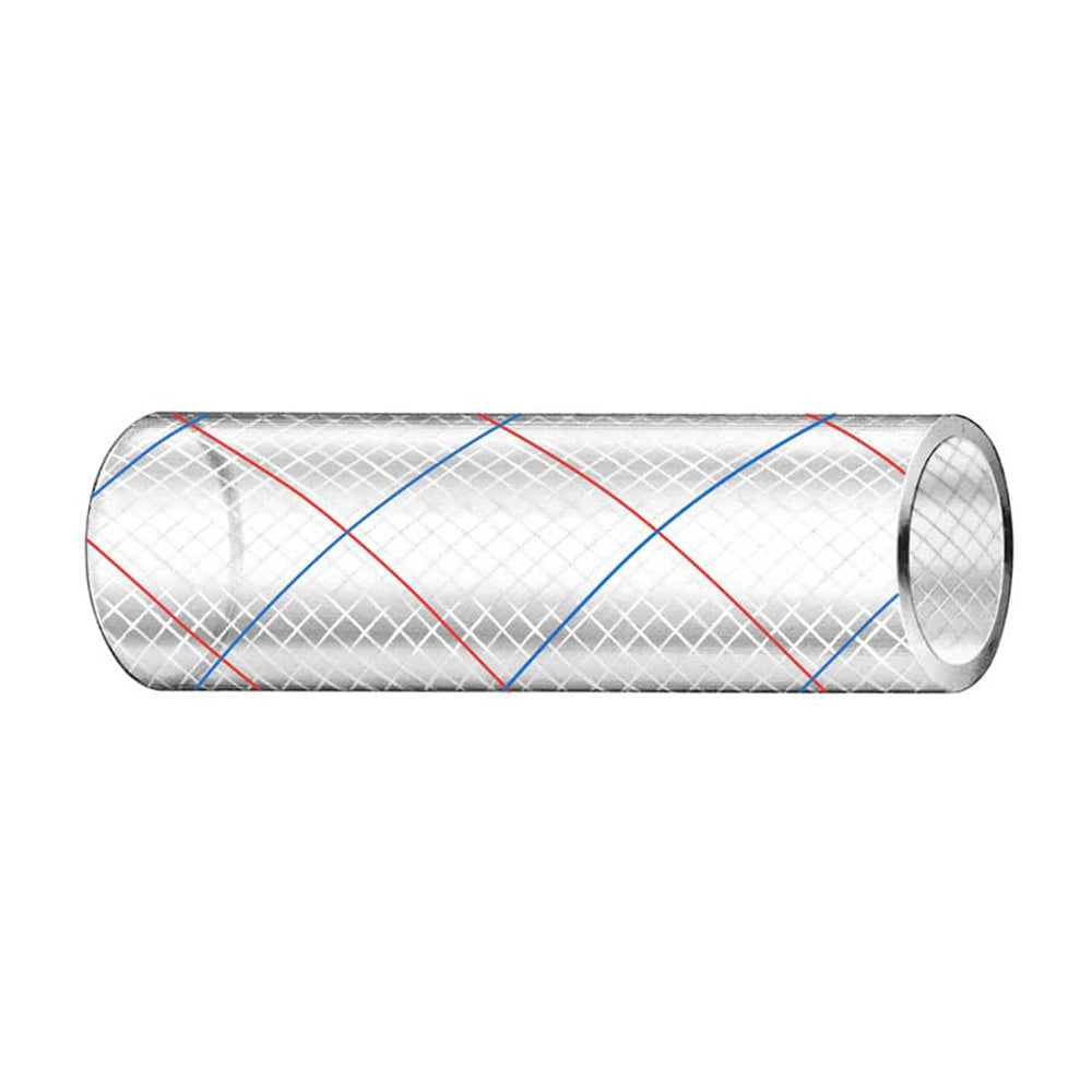 Trident Marine 3/4" x 50' Clear Reinforced PVC Hose Tubing Red & Blue Tracer — marine hose