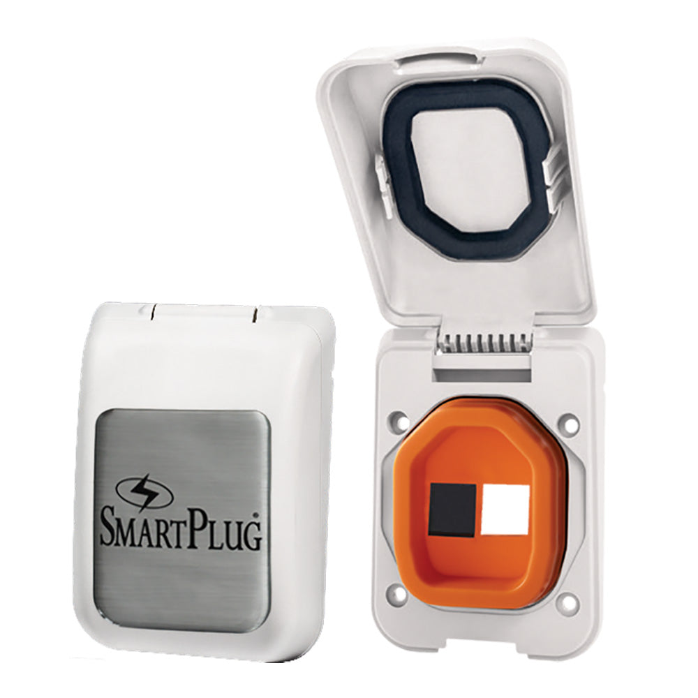 SmartPlug Data Port Case/Inlet Only - White Cover w/One Blank Plug & One Open Port — marine shore power