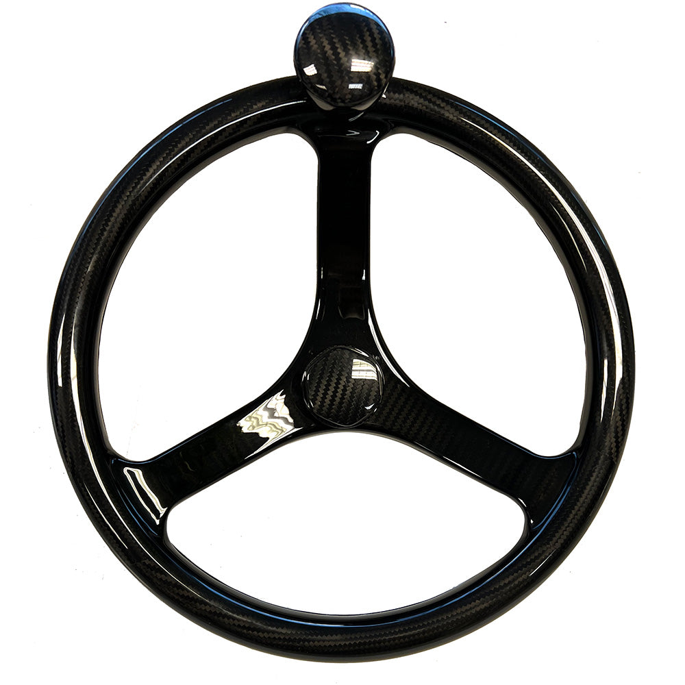 Schmitt Marine Carbon Fiber Primus Wheel w/Knob 13.5" w/Sanntoprene Finger Grip 3/4" Tapered Shaft w/CF Nut — marine steering wheels