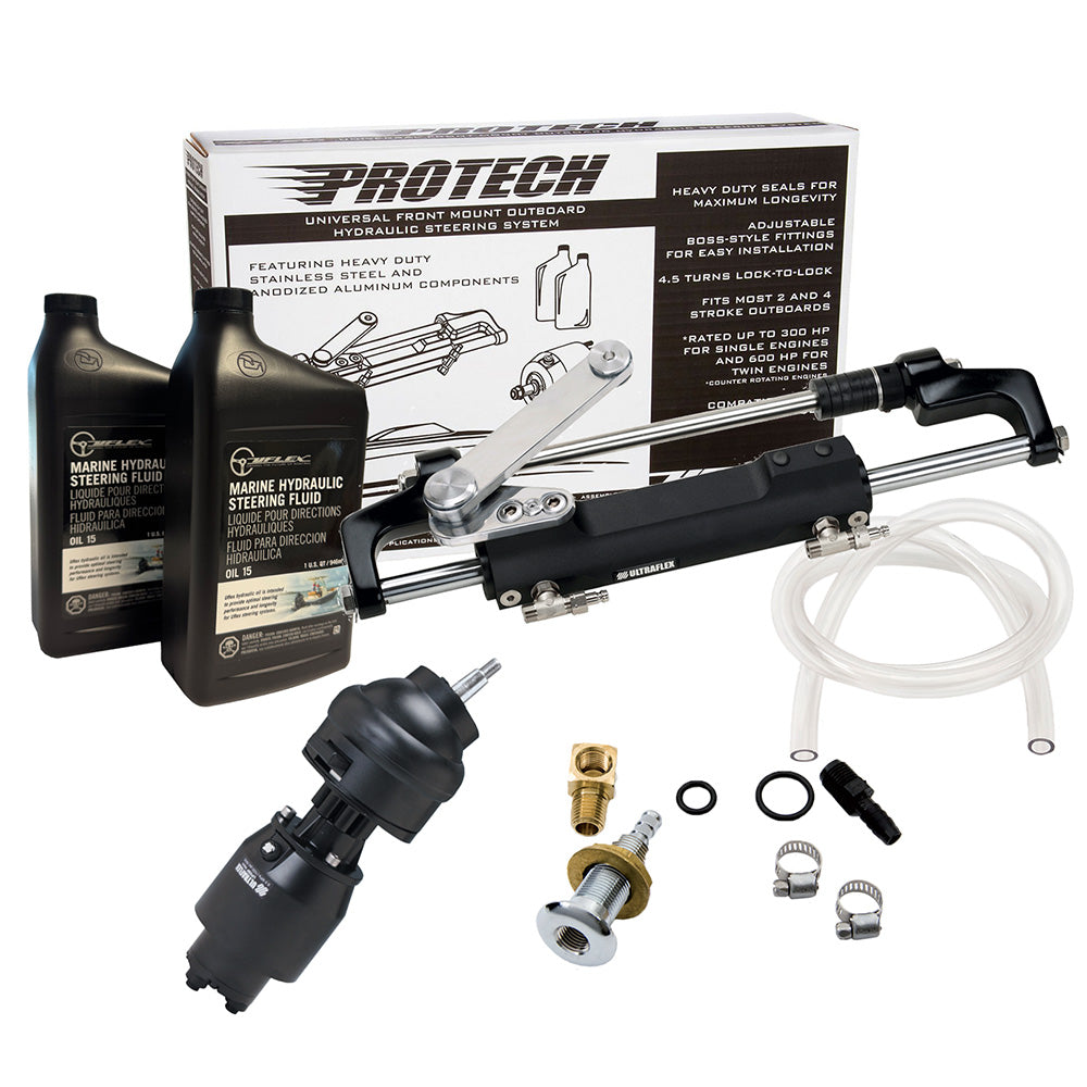Uflex USA Uflex PROTECH 2.1 Front Mount Tilt OB Hydraulic System - Includes UP28T Helm Pump, Oil, UC128TS-2 Cylinder, & X52 Tilt - No Hoses — marine steering systems