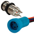 Bluewater 19mm Push Button Switch - Off/On Contact - Blue/Red LED - 4' Lead — marine switches & accessories