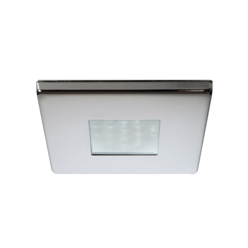 Quick Edwin C Downlight LED - 2W, IP66, Screw Mounted - Square Stainless Bezel, Square Warm White Light — marine dome/down lights