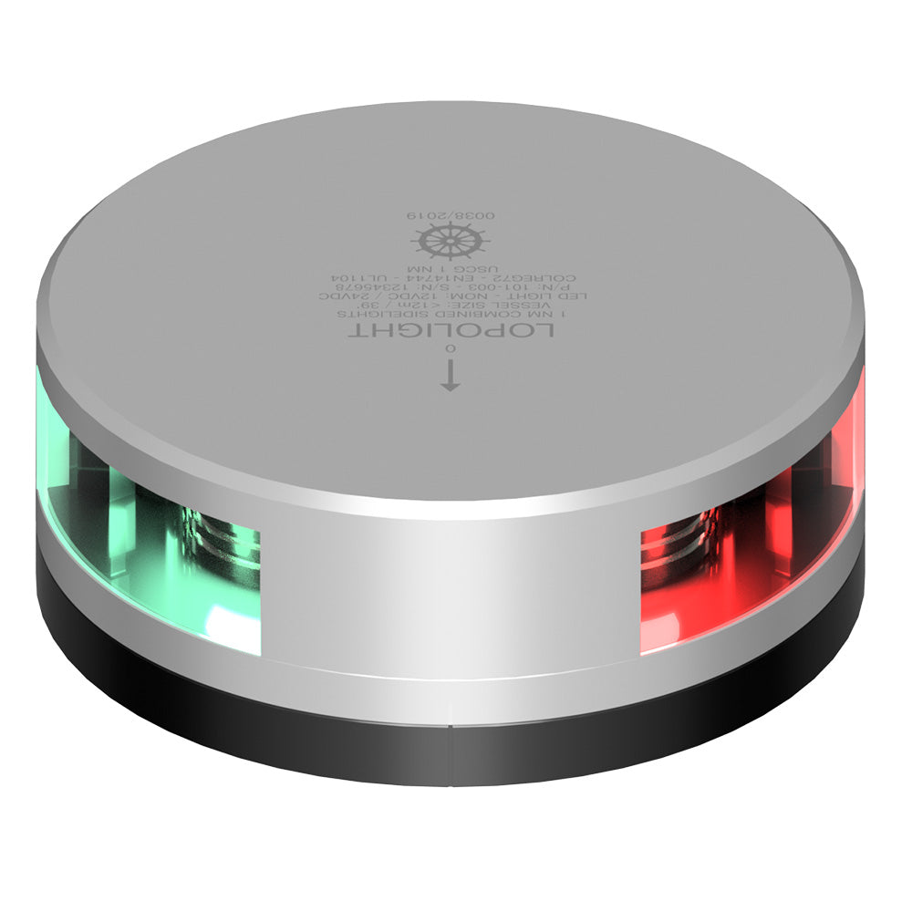 Lopolight Combined Sidelight - 1NM - Silver Housing w/FB Base — marine navigation lights