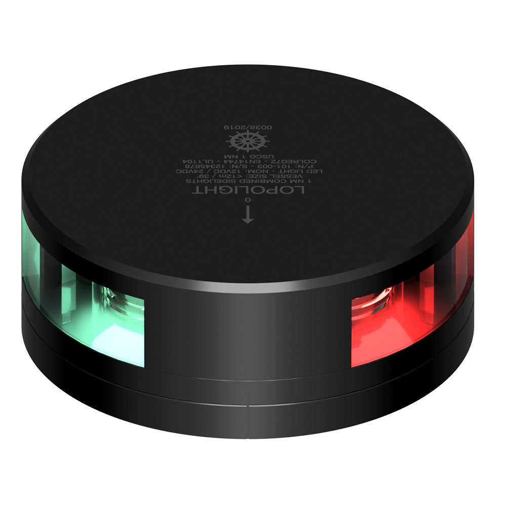 Lopolight Combined Sidelight - 1NM - Black Housing w/FB Base — marine navigation lights