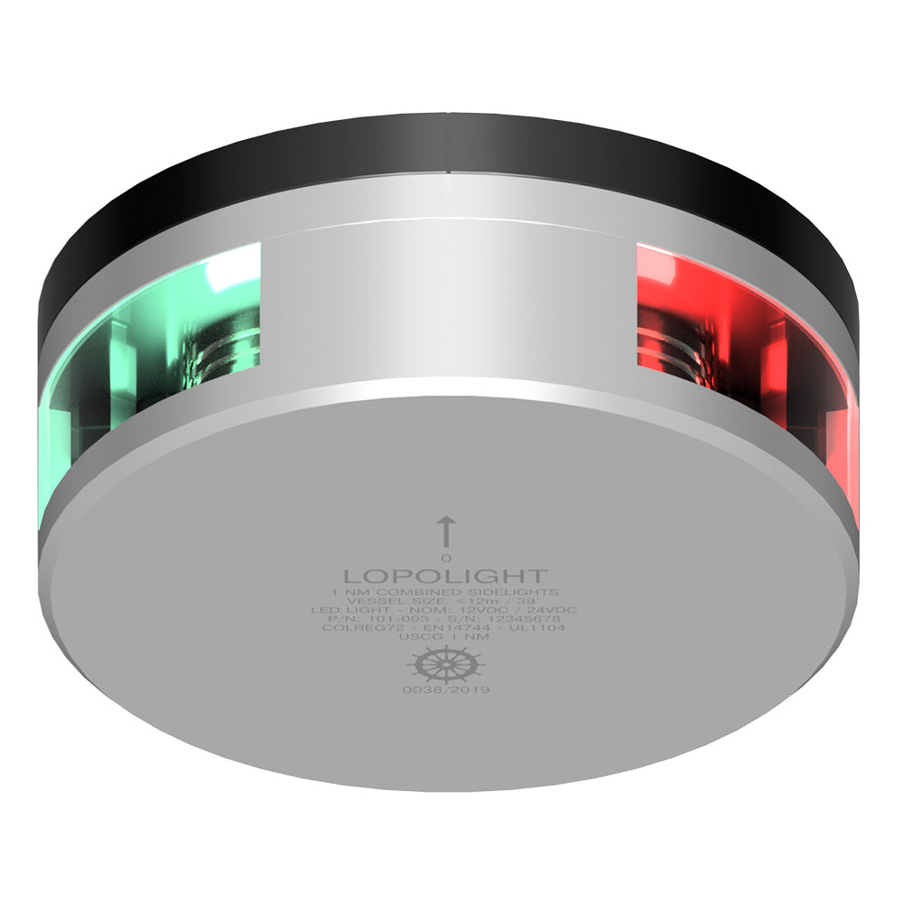 Lopolight Combined Sidelight - 1NM - Upside-Down Silver Housing w/FB Base — marine navigation lights