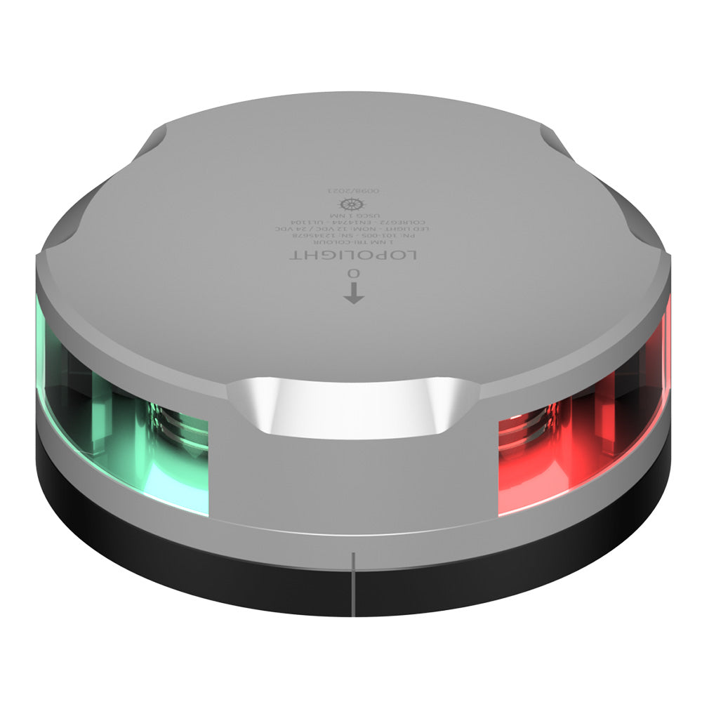 Lopolight Tri-Color Nav Light - 1NM - Silver Housing w/FB Base — marine navigation lights