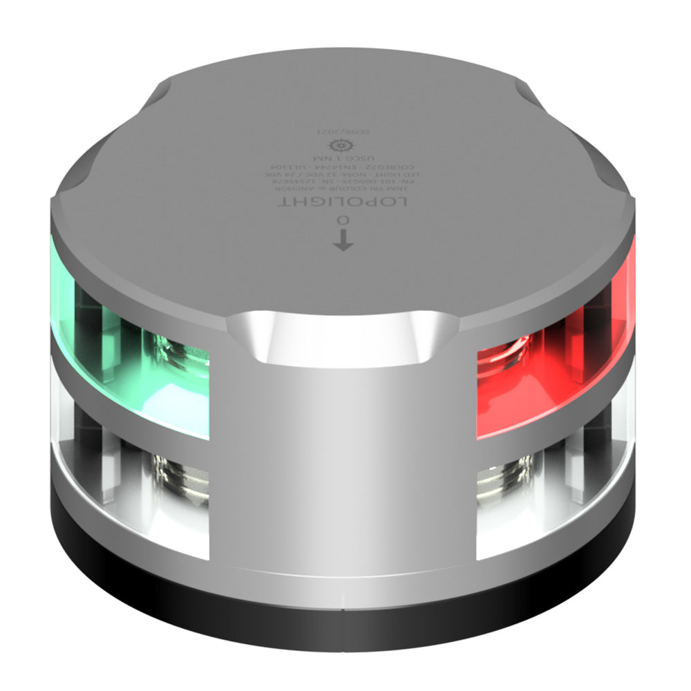 Lopolight Tri-Color Anchor Light - 1NM - Silver Housing w/FB Base — marine navigation lights