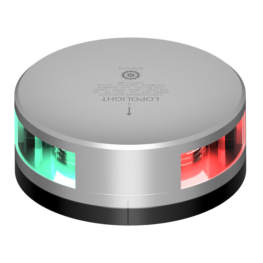 Lopolight Combined Sidelight - 2NM - Silver Housing w/FB Base — marine navigation lights
