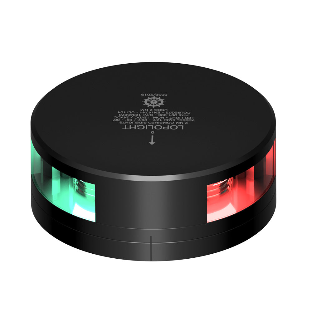 Lopolight Combined Sidelight - 2NM - Black Housing w/FB Base — marine navigation lights