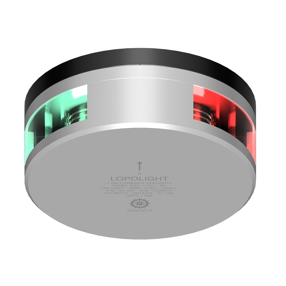 Lopolight Combined Sidelight - 2NM - Upside-Down Silver Housing w/FB Base — marine navigation lights