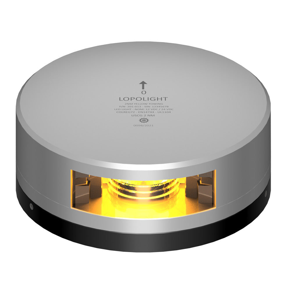 Lopolight Yellow Towing Light - 2NM - Silver Housing w/FB Base — marine navigation lights