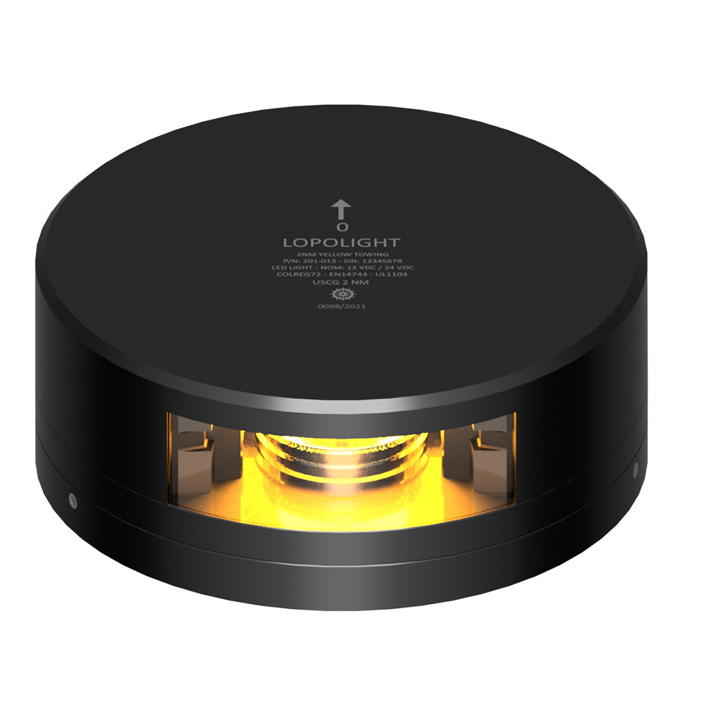 Lopolight Yellow Towing Light - 2NM - Black Housing w/FB Base — marine navigation lights