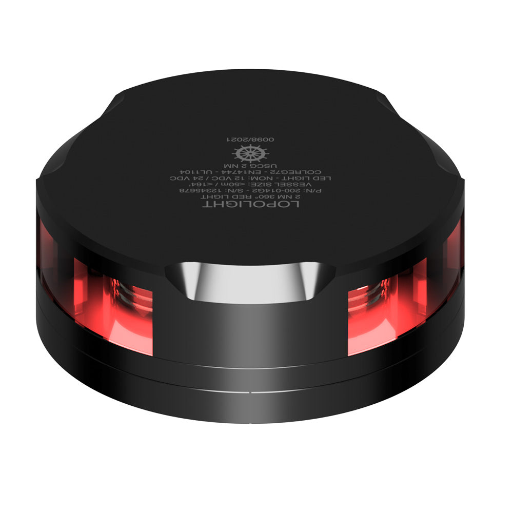 Lopolight 360-Degree Red Nav Light - 2NM - Black Housing w/FB Base — marine navigation lights