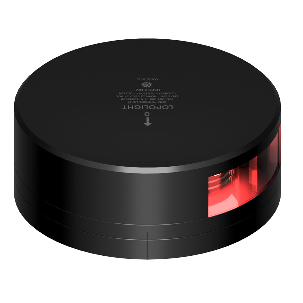 Lopolight Red Port Light - 2NM - Black Housing w/FB Base — marine navigation lights