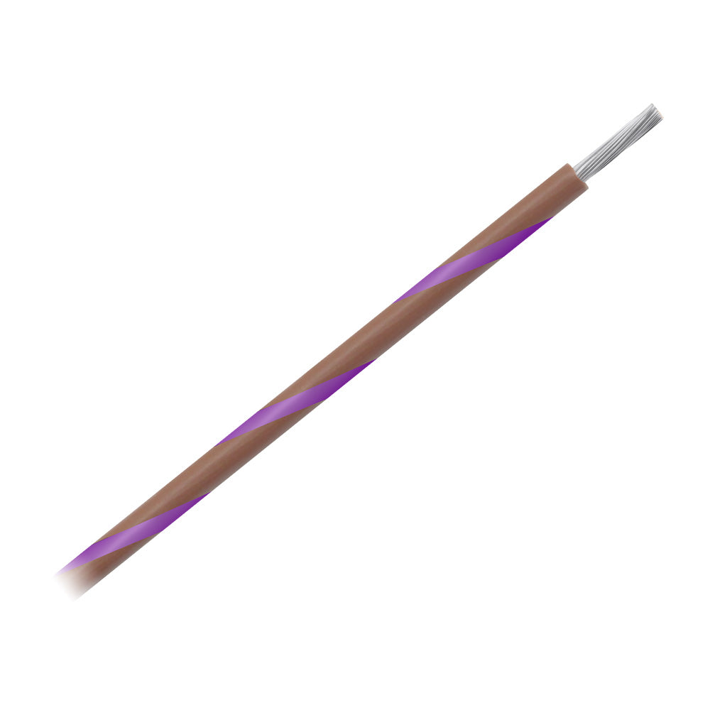 Pacer 14 AWG Gauge Striped Marine Wire 500' Spool - Brown w/Violet Stripe — marine wire