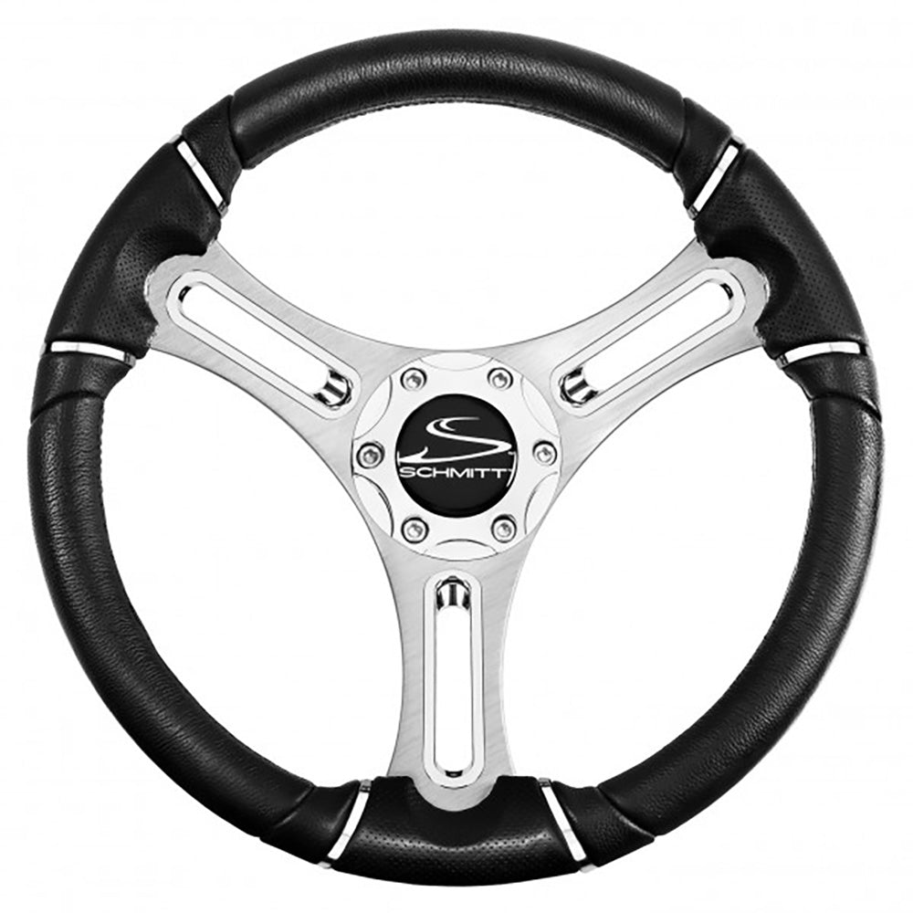 Schmitt Marine Torcello 14" Wheel - 04 Series - Polyurethane Wheel w/Chrome Trim & Cap - Brushed Spokes - 3/4" Tapered Shaft — marine steering wheels