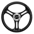 Schmitt Marine Torcello 14" Wheel - 03 Series - Polyurethane Wheel w/Chrome Spoke Inserts & Cap - Black Brushed Spokes - 3/4" - Retail Packaging — marine steering wheels