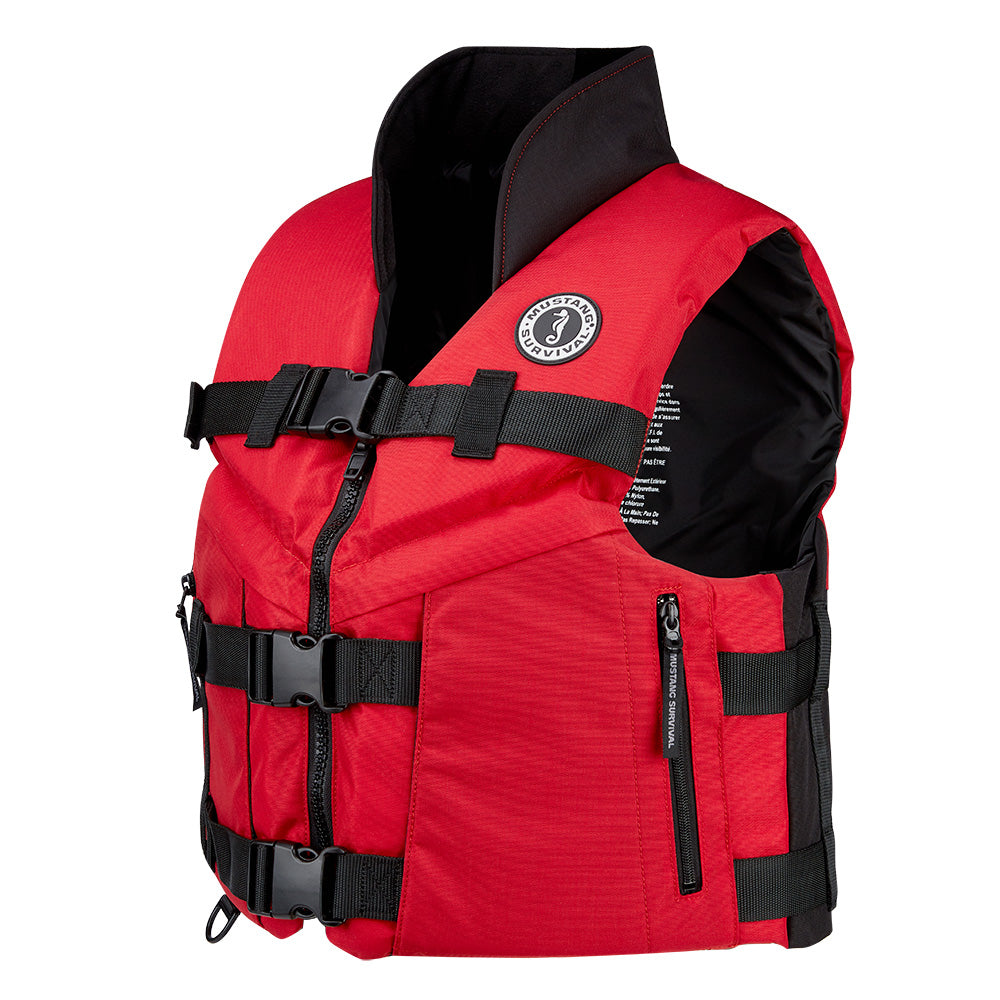 Mustang Survival Mustang Accel 100 Foam Fishing Vest - Small - Red-Black — marine personal flotation devices