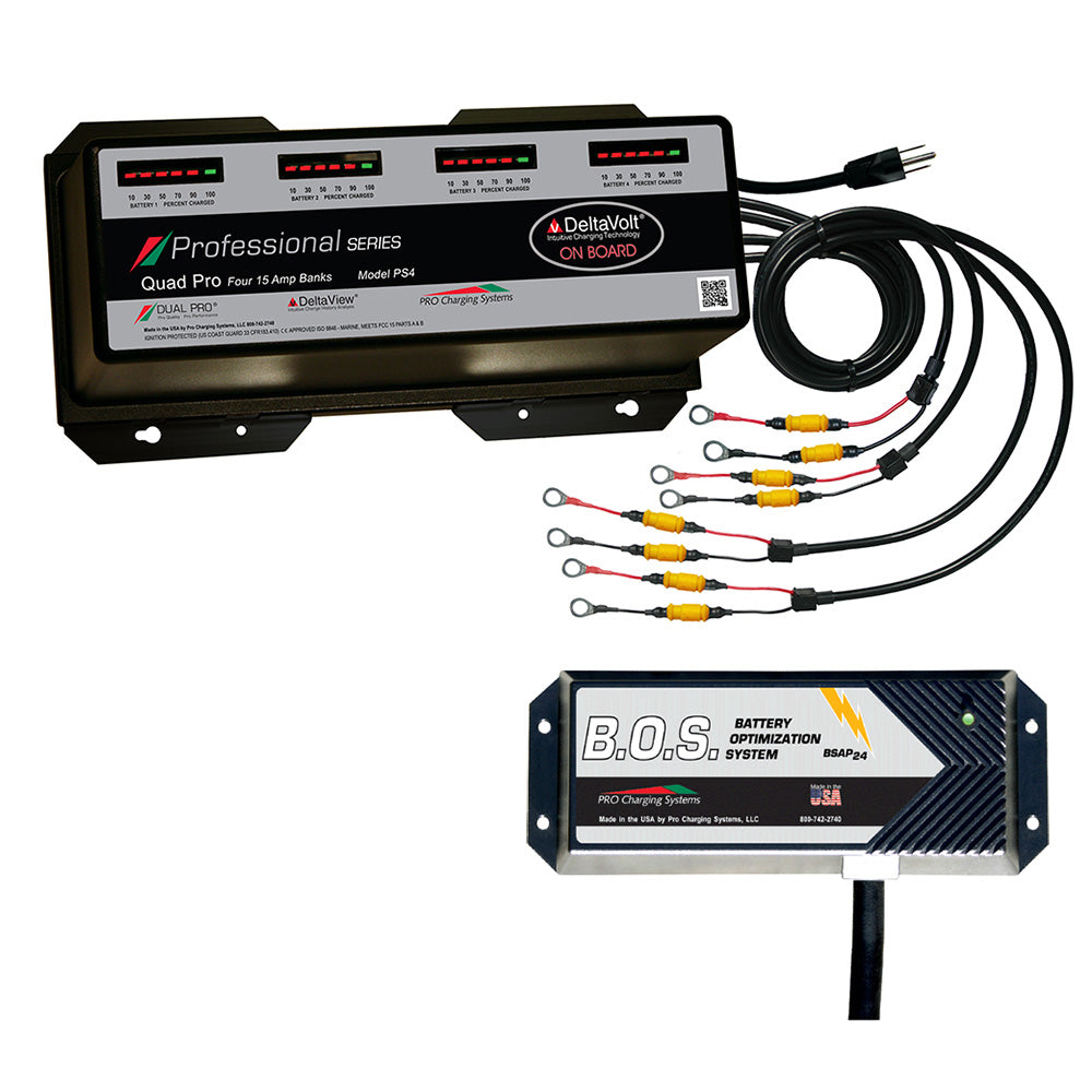 Dual Pro PS4 4 Bank Battery Charger w/3 Bank B.O.S. — marine battery chargers