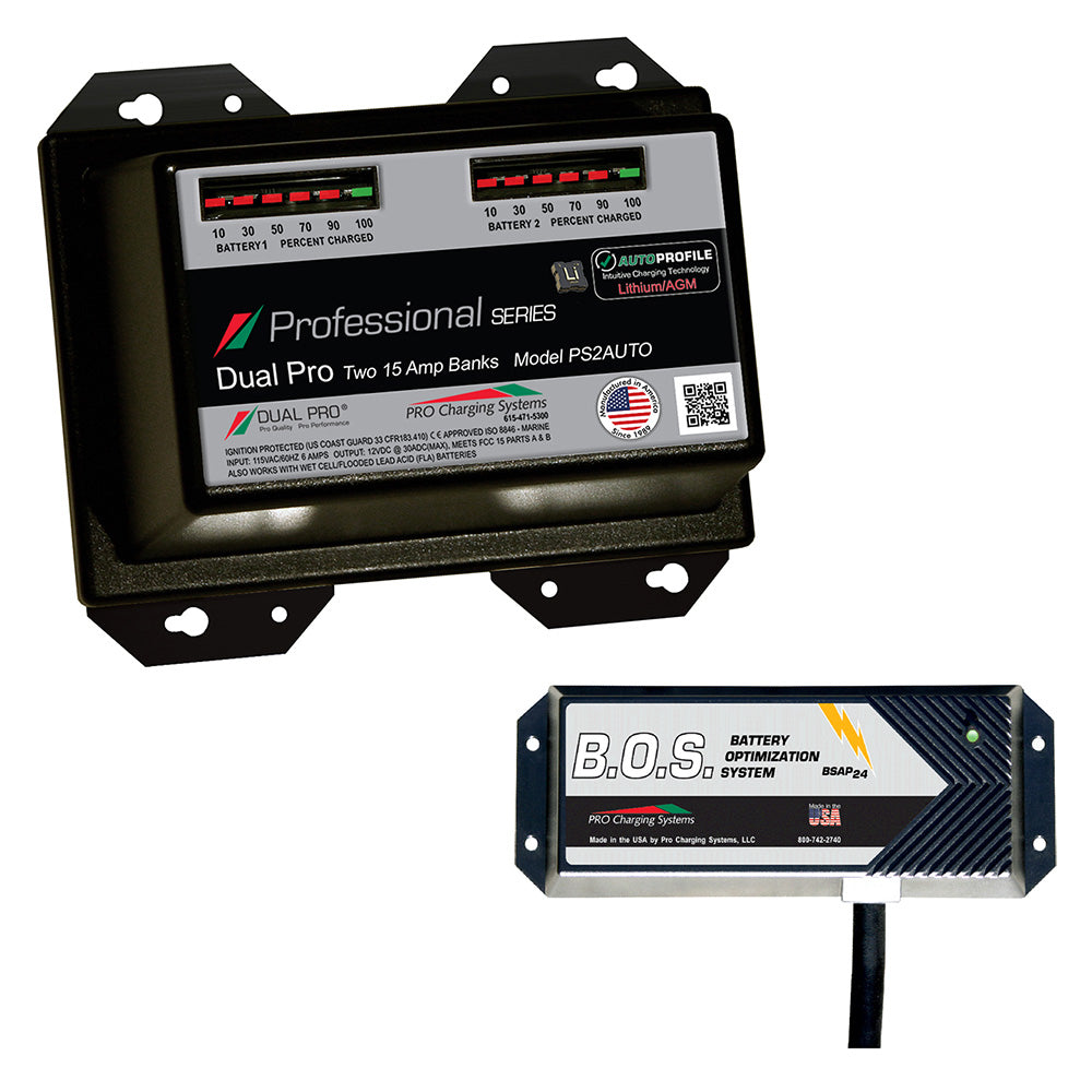 Dual Pro PS2 Auto 2 Bank Battery Charger w/2 Bank B.O.S. — marine battery chargers