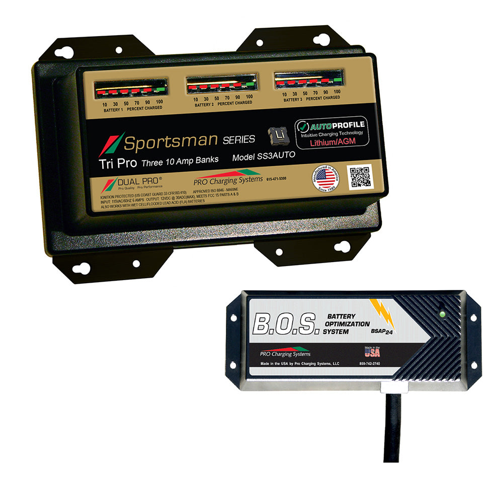 Dual Pro SS3 Auto 3 Bank Battery Charger w/2 Bank B.O.S. — marine battery chargers