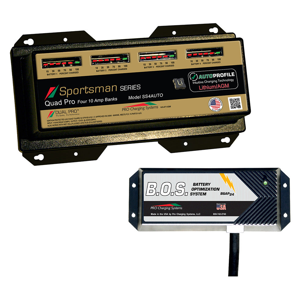Dual Pro SS4 Auto 4 Bank Battery Charger w/2 Bank B.O.S. — marine battery chargers