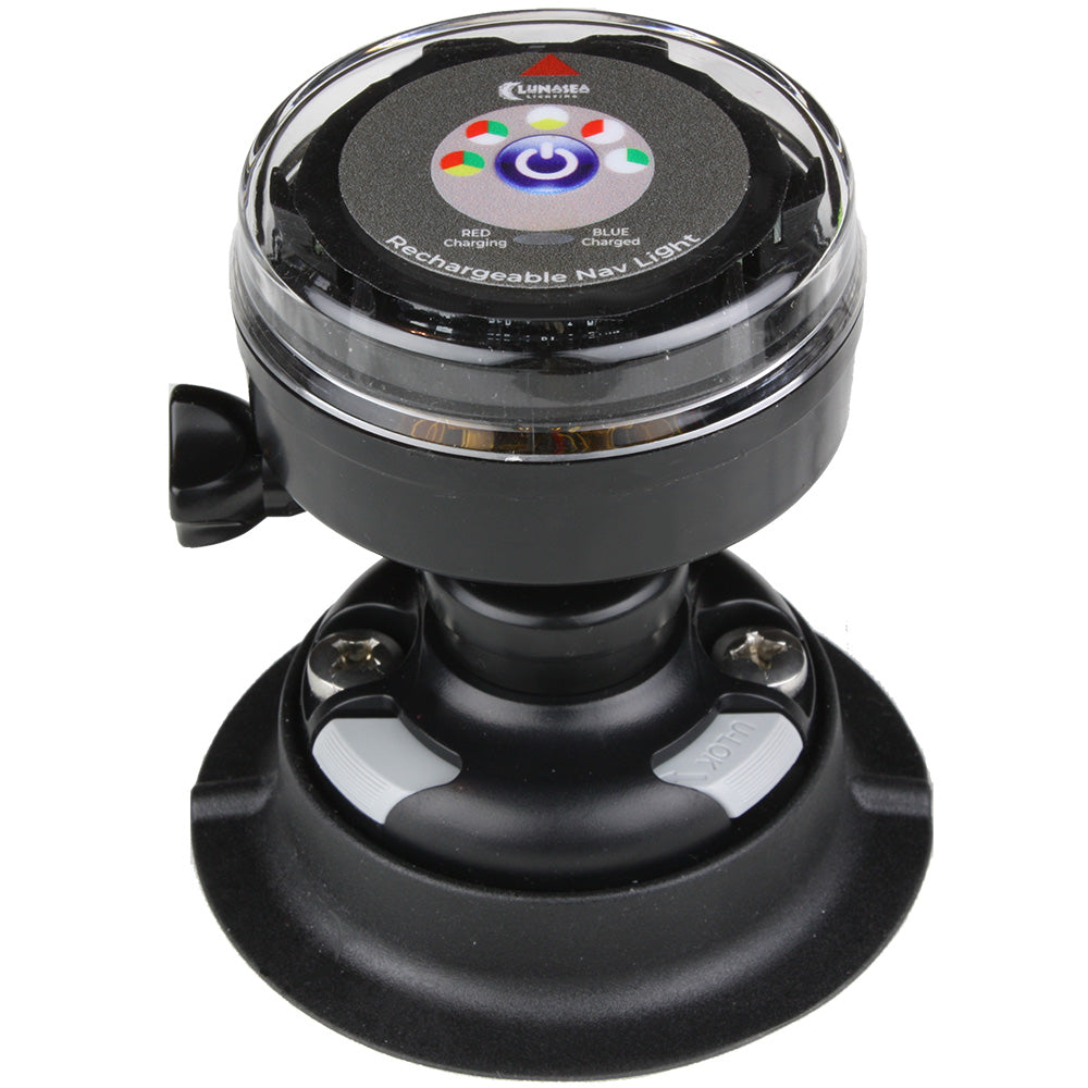 Lunasea Lighting Lunasea Rechargeable Tri-Color Portable Navigation Light w/RailBlaza Quikport Mount - Black — marine navigation lights