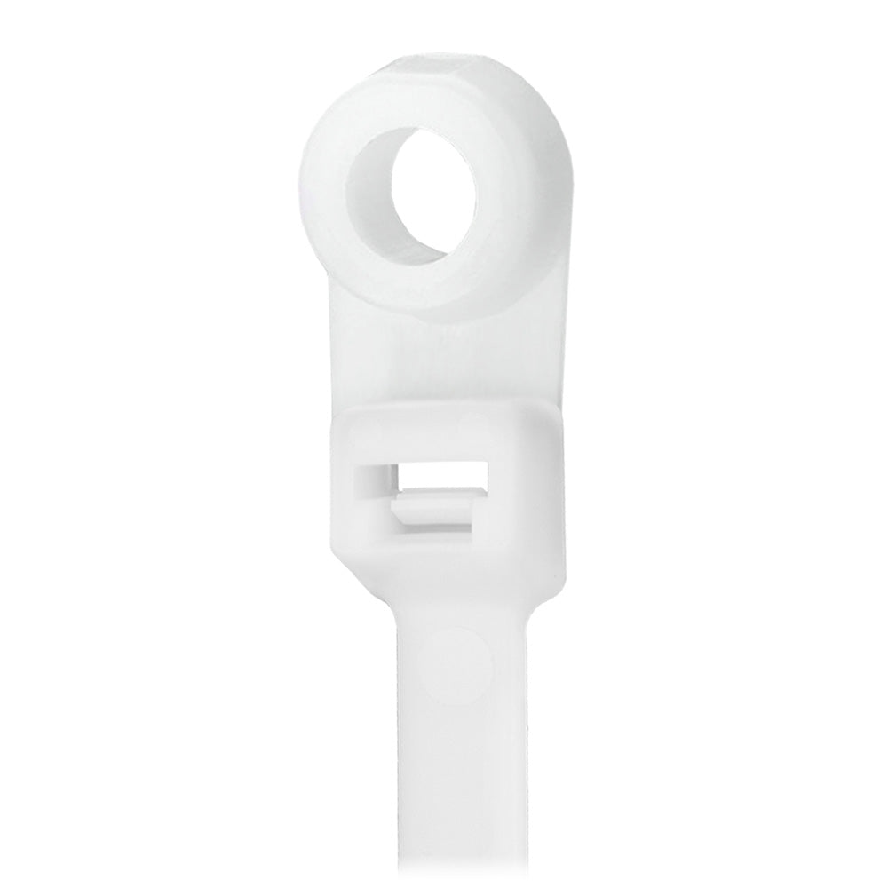 Pacer 8" Cable Tie w/Mounting Ring - Natural Color - 50lb Tensile Strength - 2" Bundle Diameter - 100 Piece Bag — marine wire management
