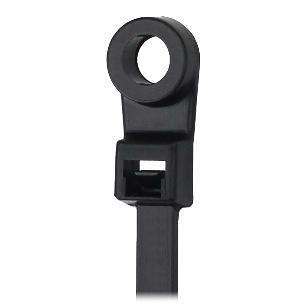 Pacer 8" Cable Tie w/Mounting Ring - Black - 50lb Tensile Strength - 2" Bundle Diameter - 100 Piece Bag — marine wire management