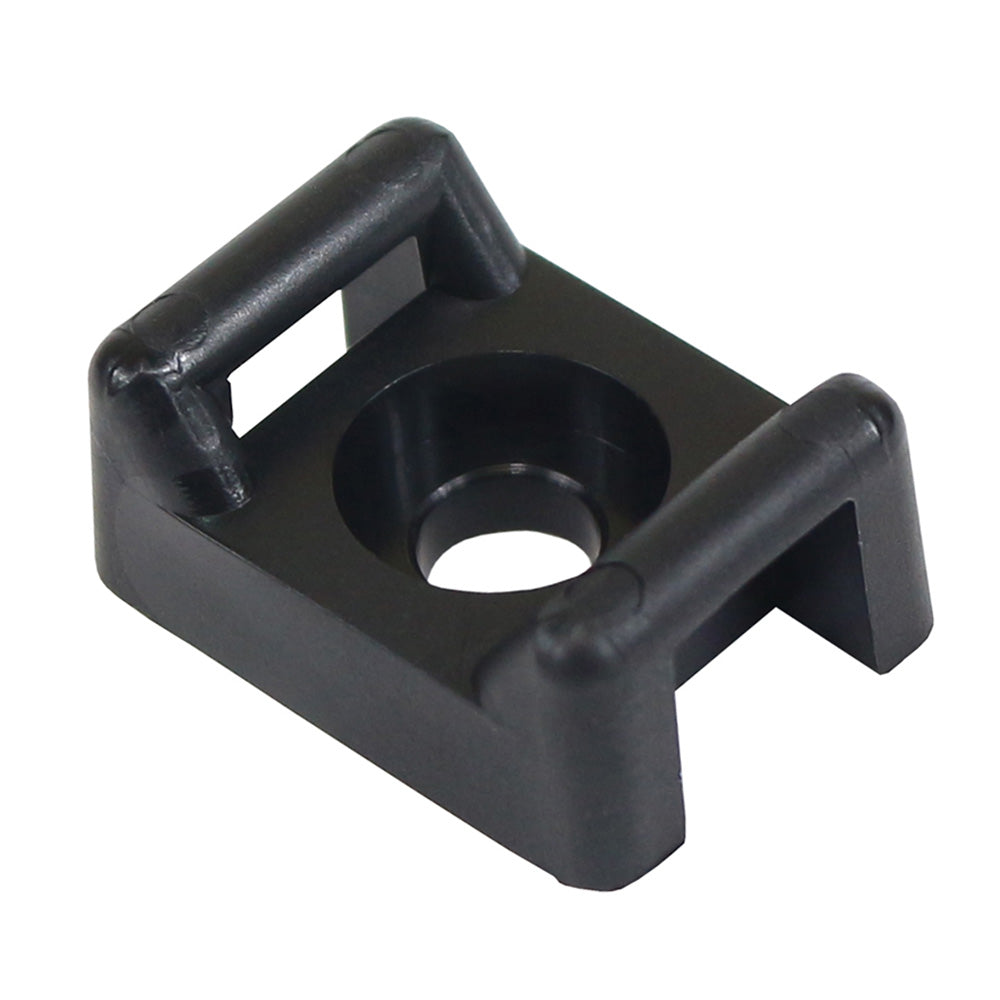 Pacer Screw Down Cable Tie Mount - #10 Screw Mount Method - Black - 100 Pack — marine wire management