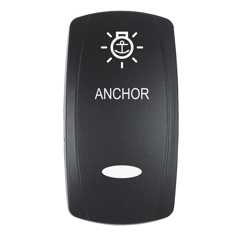 Pacer Actuator - 'ANCHOR' f/V Series Contura Switches - Black - Laser Etched (Top/Bottom Light) — marine switches & accessories