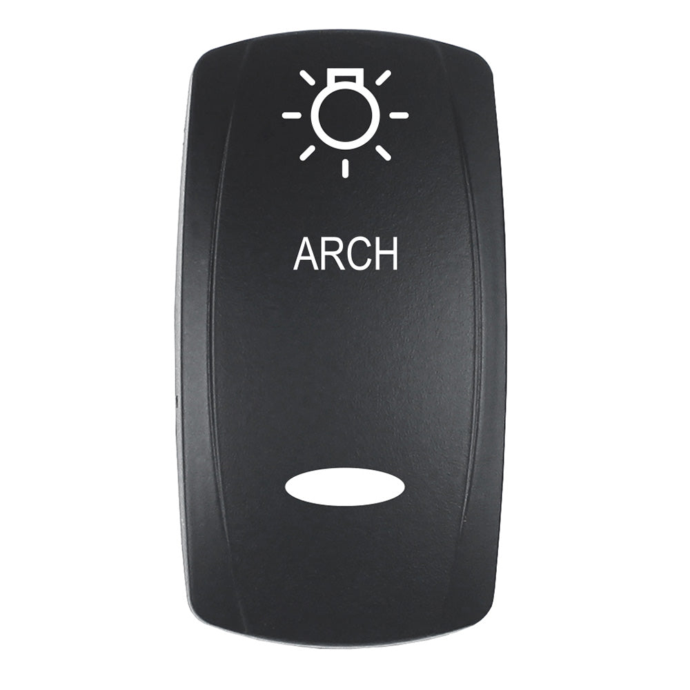 Pacer Actuator - 'ARCH' f/V Series Contura Switches - Black - Laser Etched (Top/Bottom Light) — marine switches & accessories
