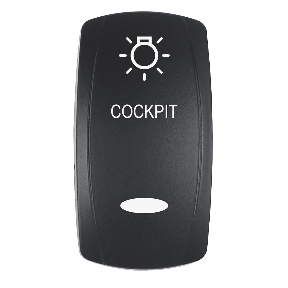 Pacer Actuator - 'COCKPIT' f/V Series Contura Switches - Black - Laser Etched (Top/Bottom Light) — marine switches & accessories