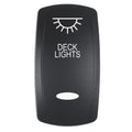 Pacer Actuator - 'DECK LIGHTS' f/V Series Contura Switches - Black - Laser Etched (Top/Bottom Light) — marine switches & accessories